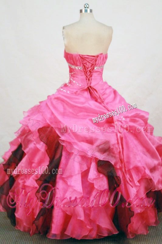 Pink and Dark Purple Beading Ruche Quinceanera Gowns Strapless